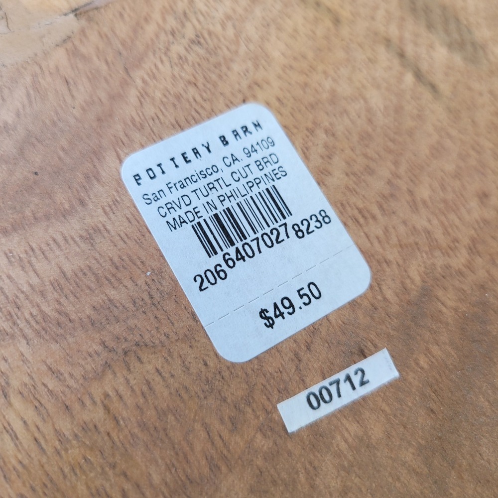 Pottery Barn Turtle Cheese Board Wood Charcuterie w Spreaders & Flags RARE! - Picture 11 of 16